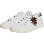Dolce & Gabbana White Leather Heart Embellished Sneakers Shoes MV7039-43