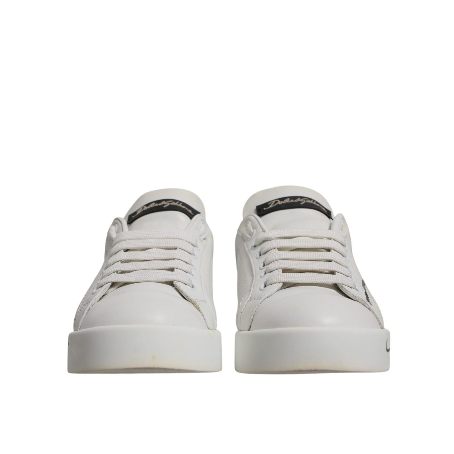 Dolce & Gabbana White Blue Logo Portofino Sneakers Shoes