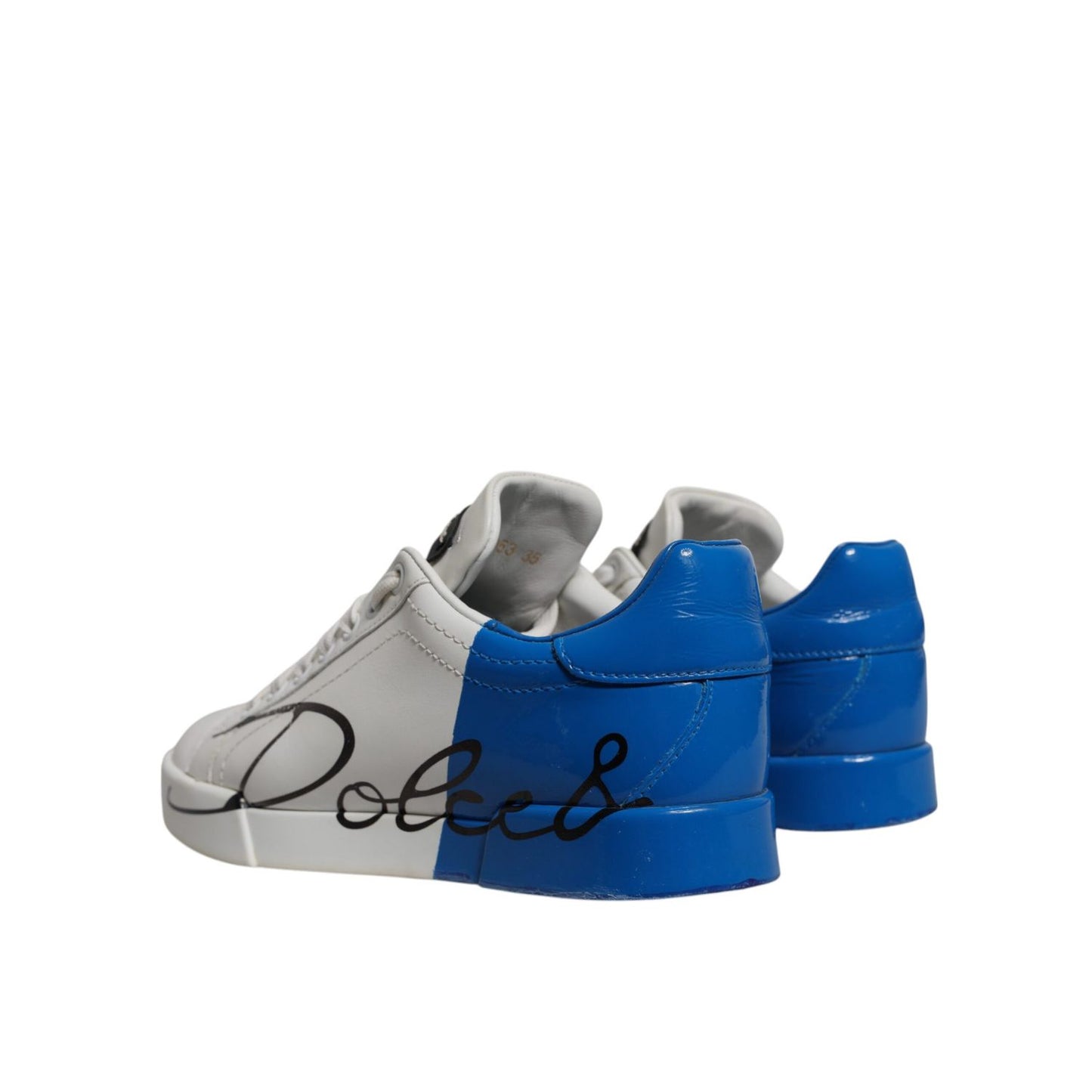 Dolce & Gabbana White Blue Logo Portofino Sneakers Shoes