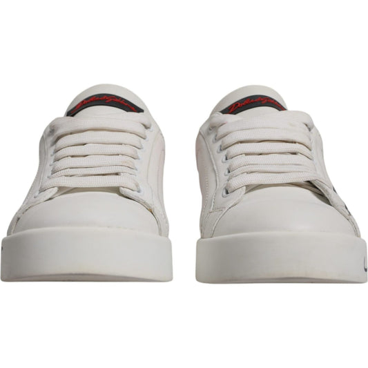 Dolce & Gabbana White Red Logo Portofino Sneakers Shoes