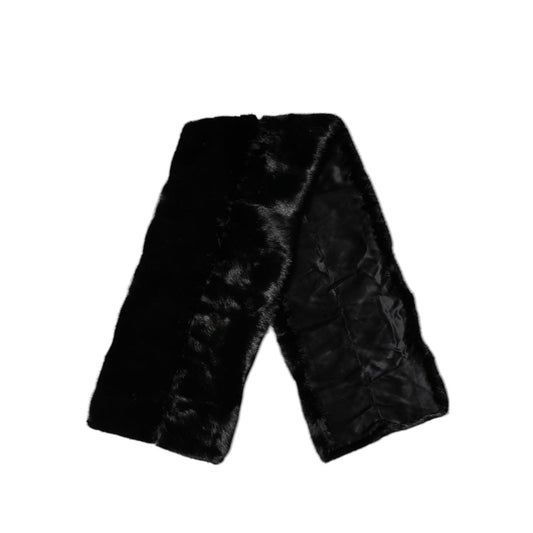 Dolce & Gabbana Black Fur Shawl Neck Wrap Cover Collar Scarf MS7102