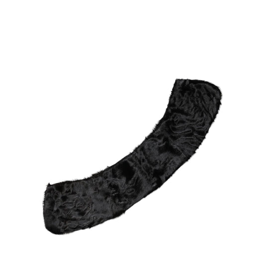 Dolce & Gabbana Black Lamb Fur Collar Women Neck Wrap Scarf MS7110