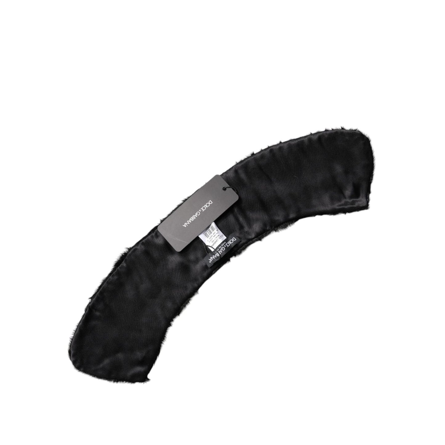 Dolce & Gabbana Black Lamb Fur Collar Women Neck Wrap Scarf MS7110