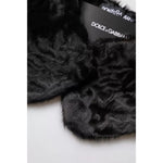 Dolce & Gabbana Black Lamb Fur Collar Women Neck Wrap Scarf MS7110