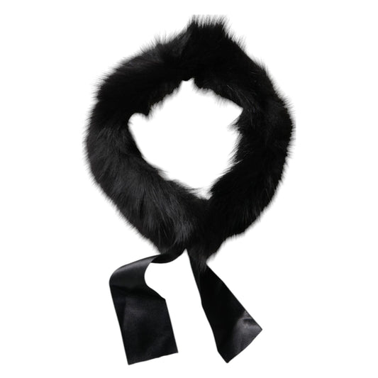 Dolce & Gabbana Black Fur Shoulder Collar Wrap Shawl Scarf MS7112