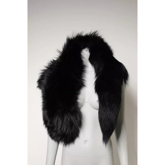 Dolce & Gabbana Black Fox Fur Neck Wrap Warmer Winter Scarf MS7117
