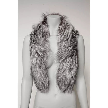 Dolce & Gabbana Gray Fox Fur Neck Wrap Warmer Winter Scarf