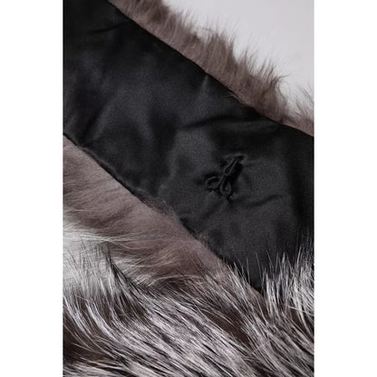 Dolce & Gabbana Gray Fox Fur Neck Wrap Warmer Winter Scarf