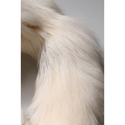 Dolce & Gabbana White Fox Fur Neck Wrap Warmer Winter Scarf