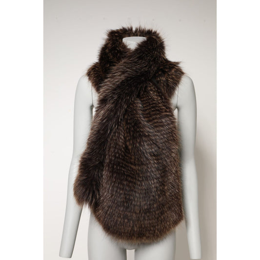 Dolce & Gabbana Brown Raccoon Fur Neck Warmer Winter Scarf MS7124