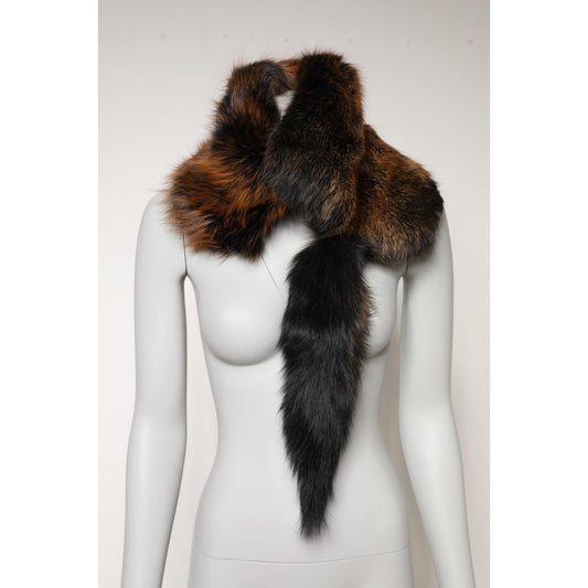 Dolce & Gabbana Brown Red Fox Fur Neck Warmer Winter Scarf MS7126