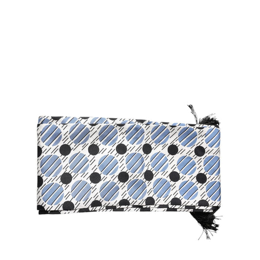 Dolce & Gabbana White Blue Polka Dotted Silk Skinny Scarf MS7185