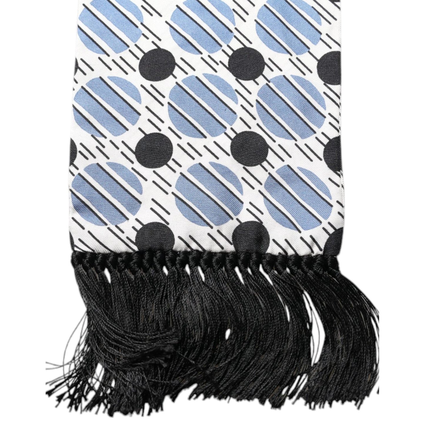 Dolce & Gabbana White Blue Polka Dotted Silk Skinny Scarf MS7185