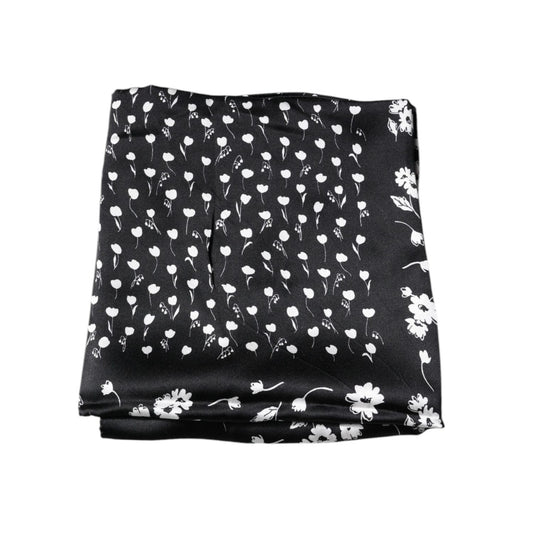 Dolce & Gabbana Black Floral Silk Square Wrap Shawl Scarf MS7192