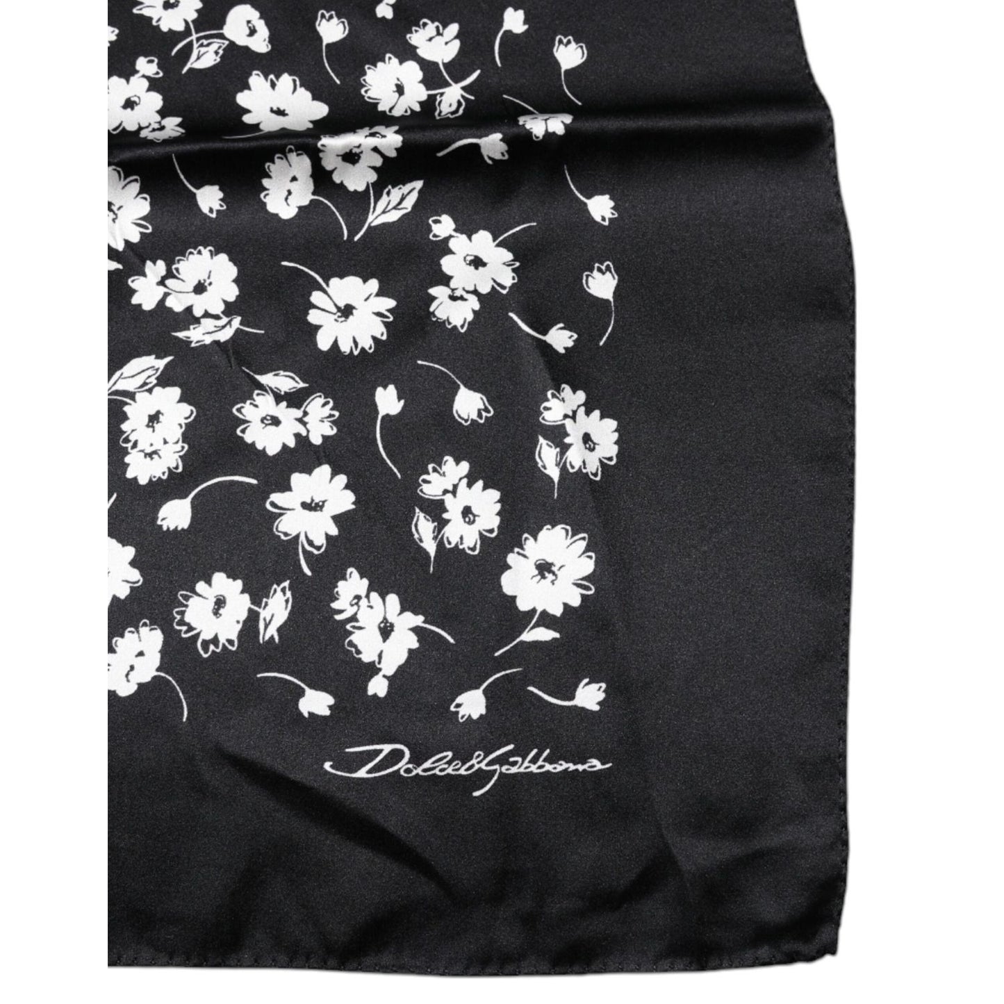 Dolce & Gabbana Black Floral Silk Square Wrap Shawl Scarf