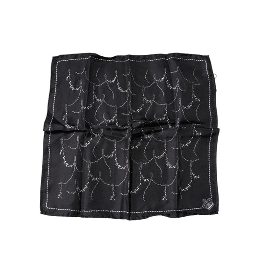 Dolce & Gabbana Black Patterned Silk Handkerchief Scarf MS7237