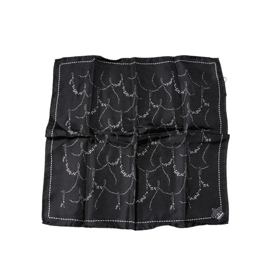 Dolce & Gabbana Black Patterned Silk Handkerchief Scarf MS7237