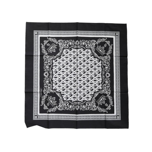 Dolce & Gabbana Black Logo Monogram Cotton Handkerchief Scarf MS7239
