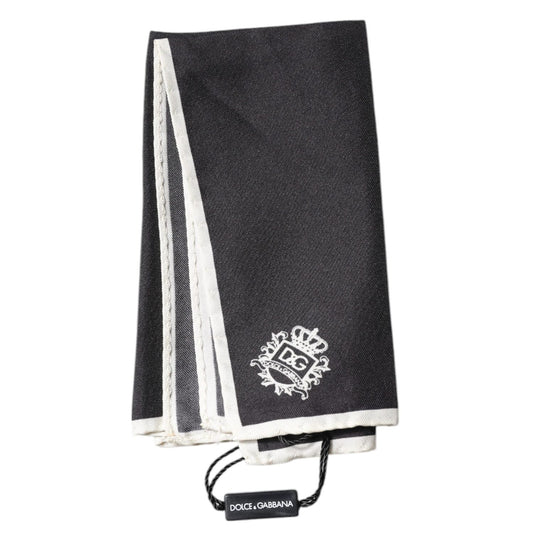 Dolce & Gabbana Black Crown Logo Square Handkerchief Scarf MS7294