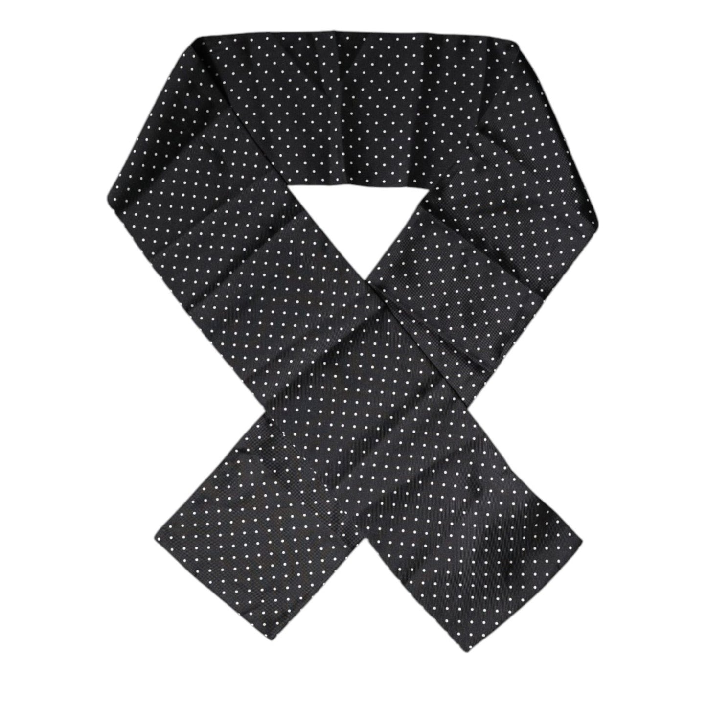 Dolce & Gabbana Black Polka Dots Silk Skinny Neck Wrap Scarf