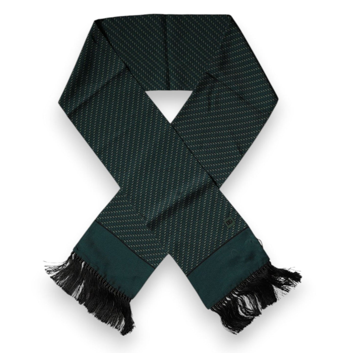 Dolce & Gabbana Dark Green Fantasy Fringes Neck Wrap Scarf MS7425