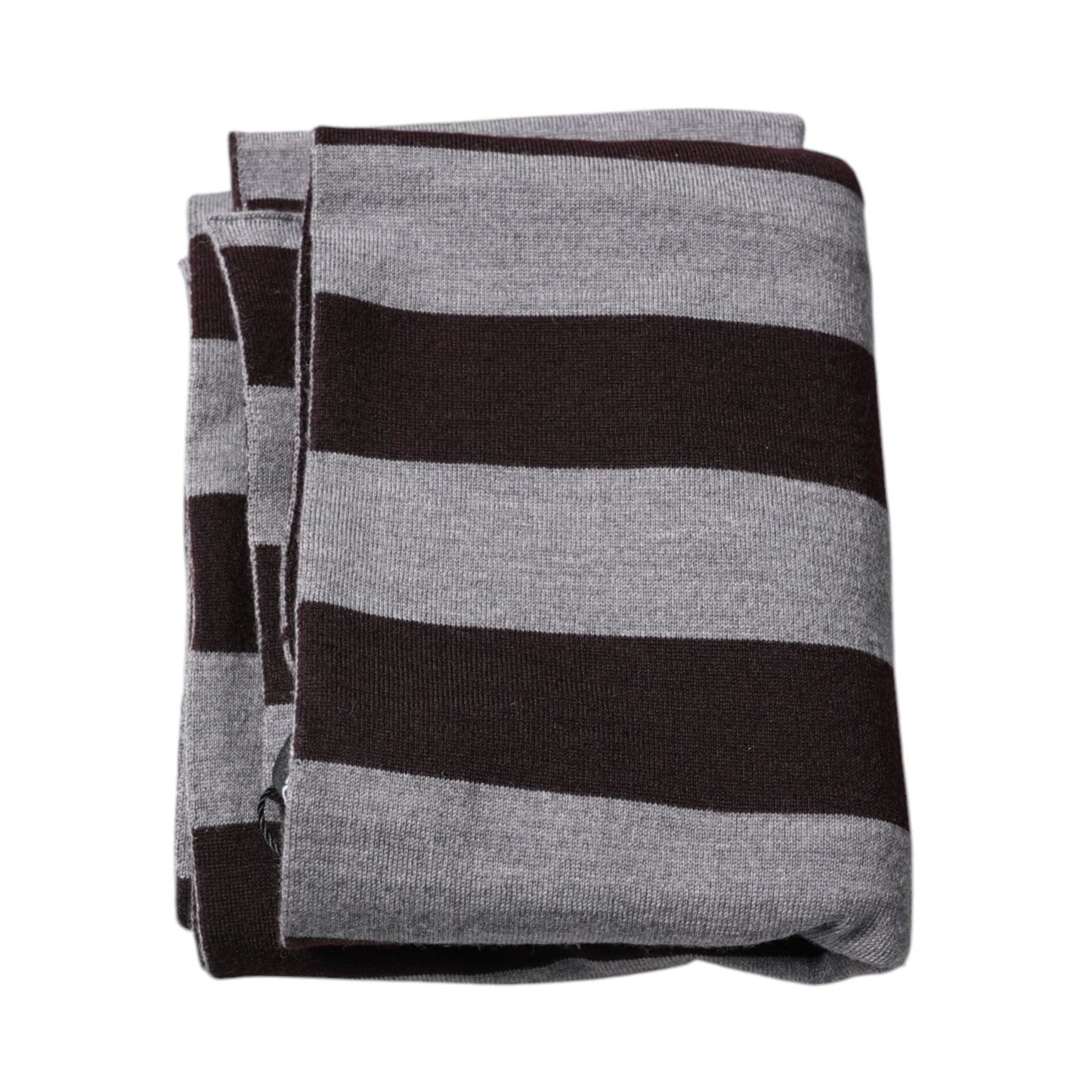 Dolce & Gabbana Black Gray Stripes Wool Neck Wrap Scarf MS7429