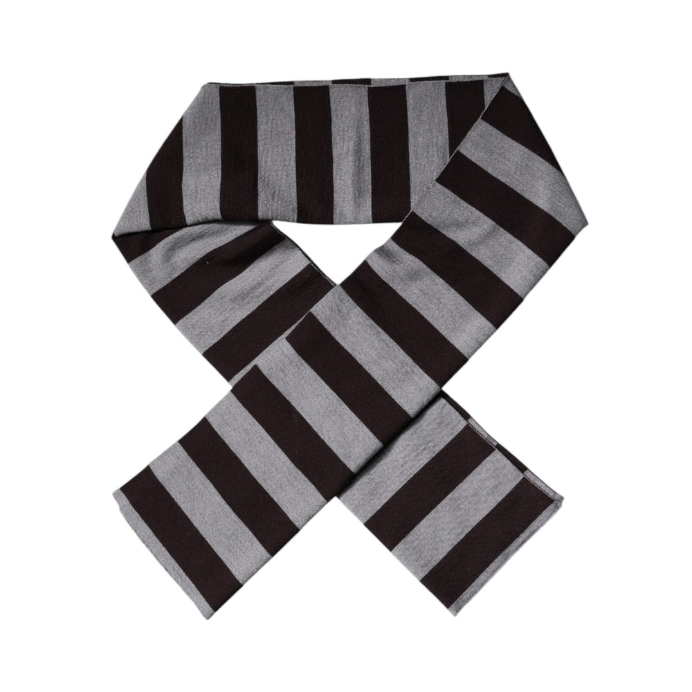 Dolce & Gabbana Black Gray Stripes Wool Neck Wrap Scarf MS7429