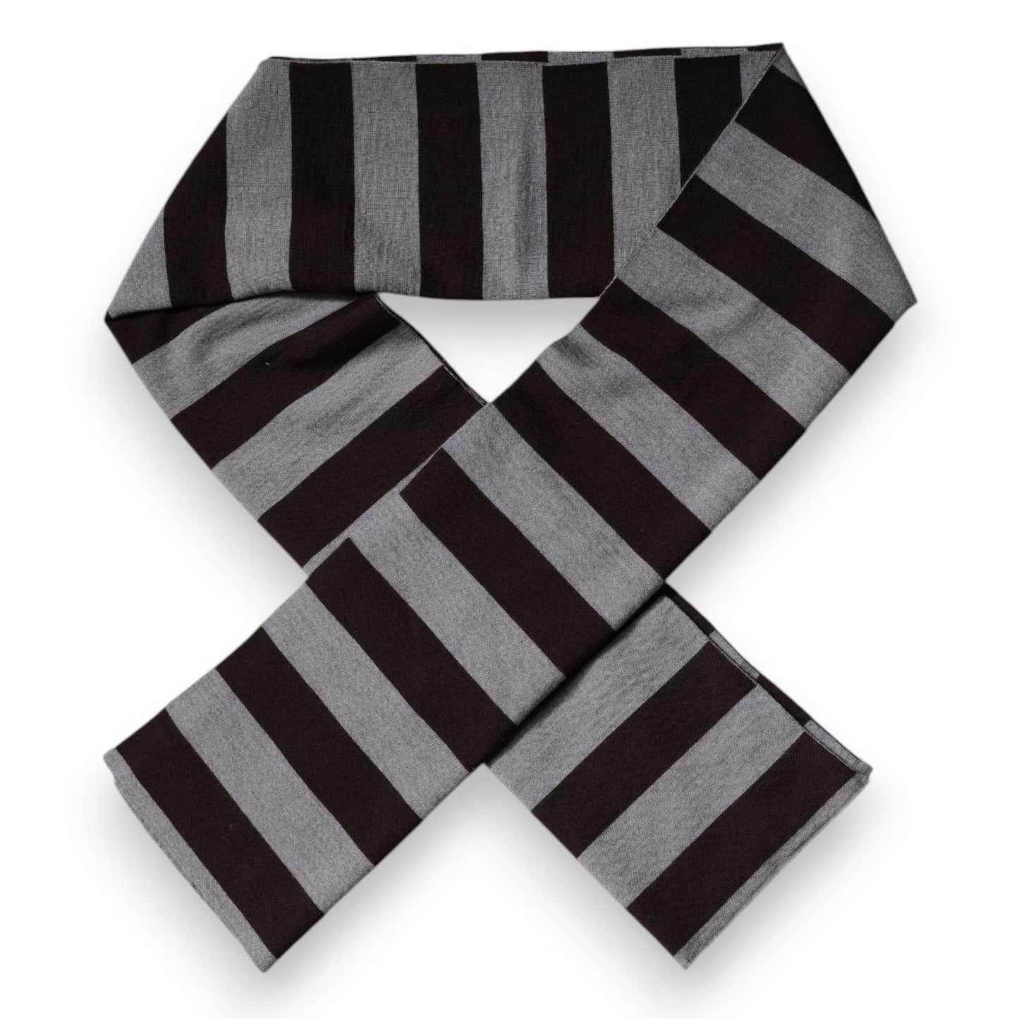 Dolce & Gabbana Black Gray Stripes Wool Neck Wrap Scarf MS7429