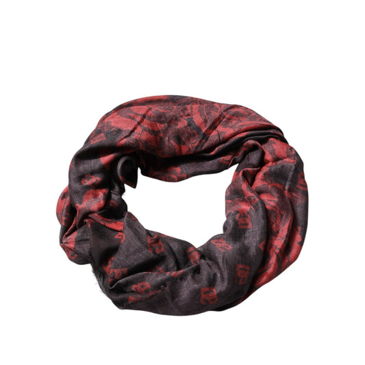 Dolce & Gabbana Black Red Floral Modal Wrap Shawl Scarf MS7432
