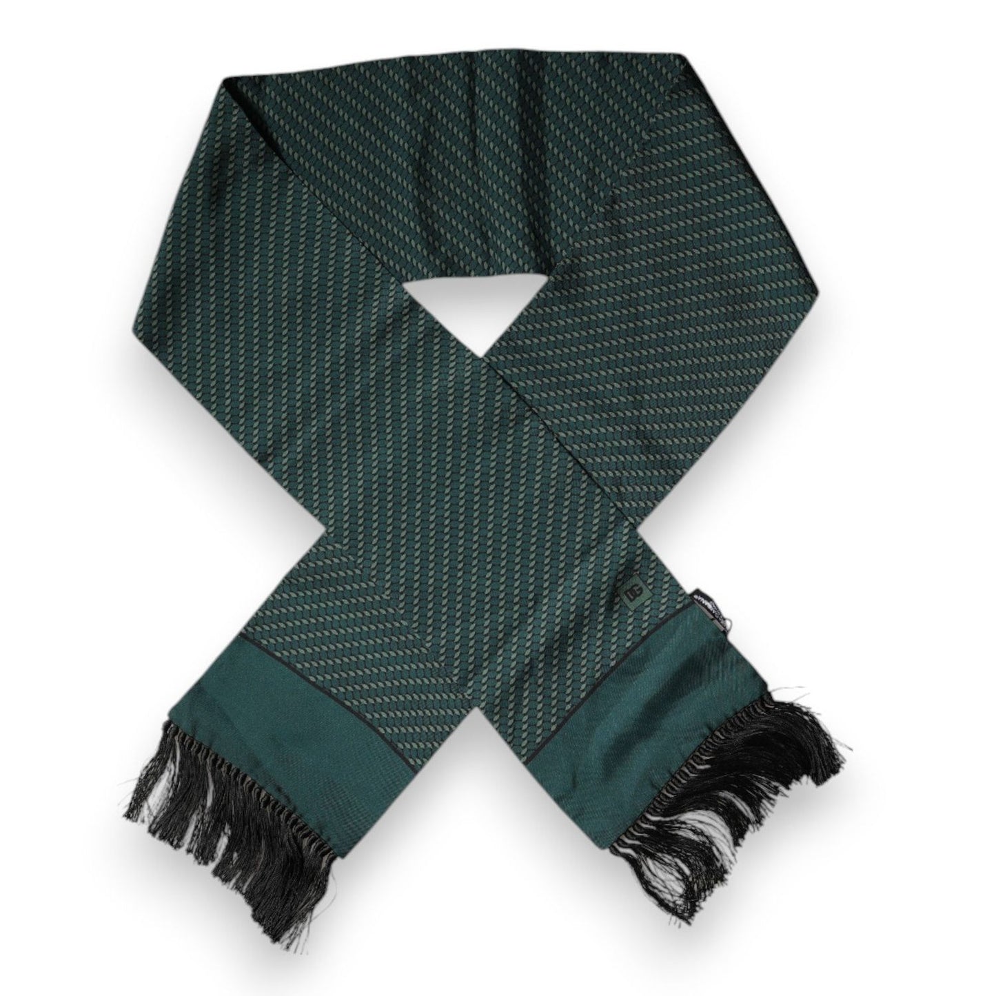 Dolce & Gabbana Dark Green Fantasy Fringes Neck Wrap Scarf MS7437
