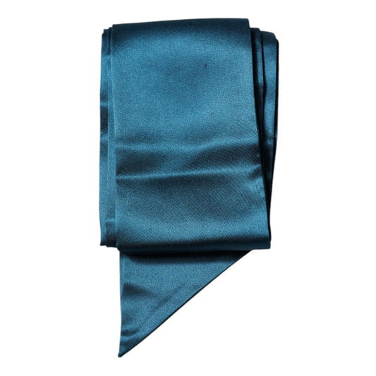 Dolce & Gabbana Dark Green Satin Silk Skinny Foulard Scarf MS7439