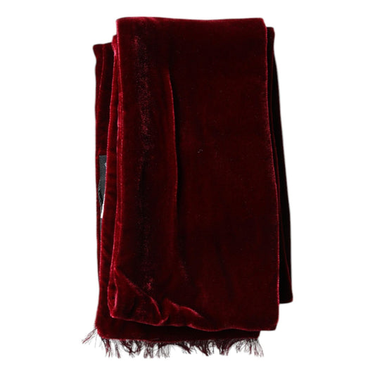 Dolce & Gabbana Maroon Silk Fringes Skinny Neck Wrap Scarf MS7442