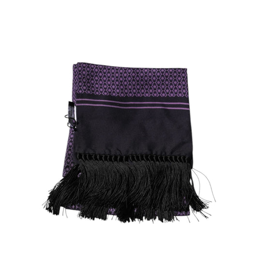 Dolce & Gabbana Purple Fantasy Silk Fringes Neck Wrap Scarf MS7444