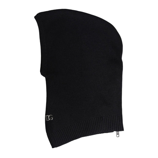 Dolce & Gabbana Black Wool Whole Head Wrap Balaclava Hat HAT9729