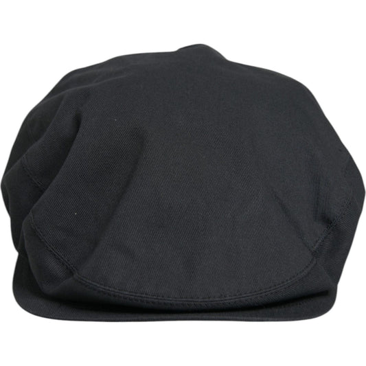 Dolce & Gabbana Black Cotton Newsboy Capello Cabbie Hat HAT9754-58