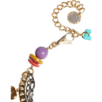 Dolce & Gabbana Multicolor Embellished Waist Chain Belt