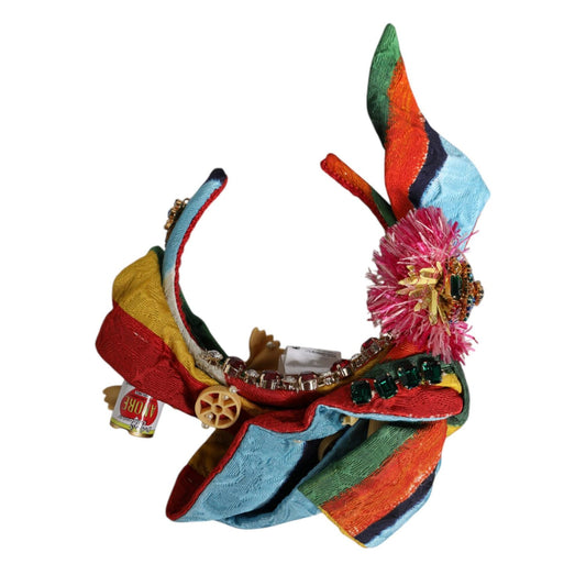 Dolce & Gabbana Multicolor Floral Crystal Embellished Diadem Headband SMY10565