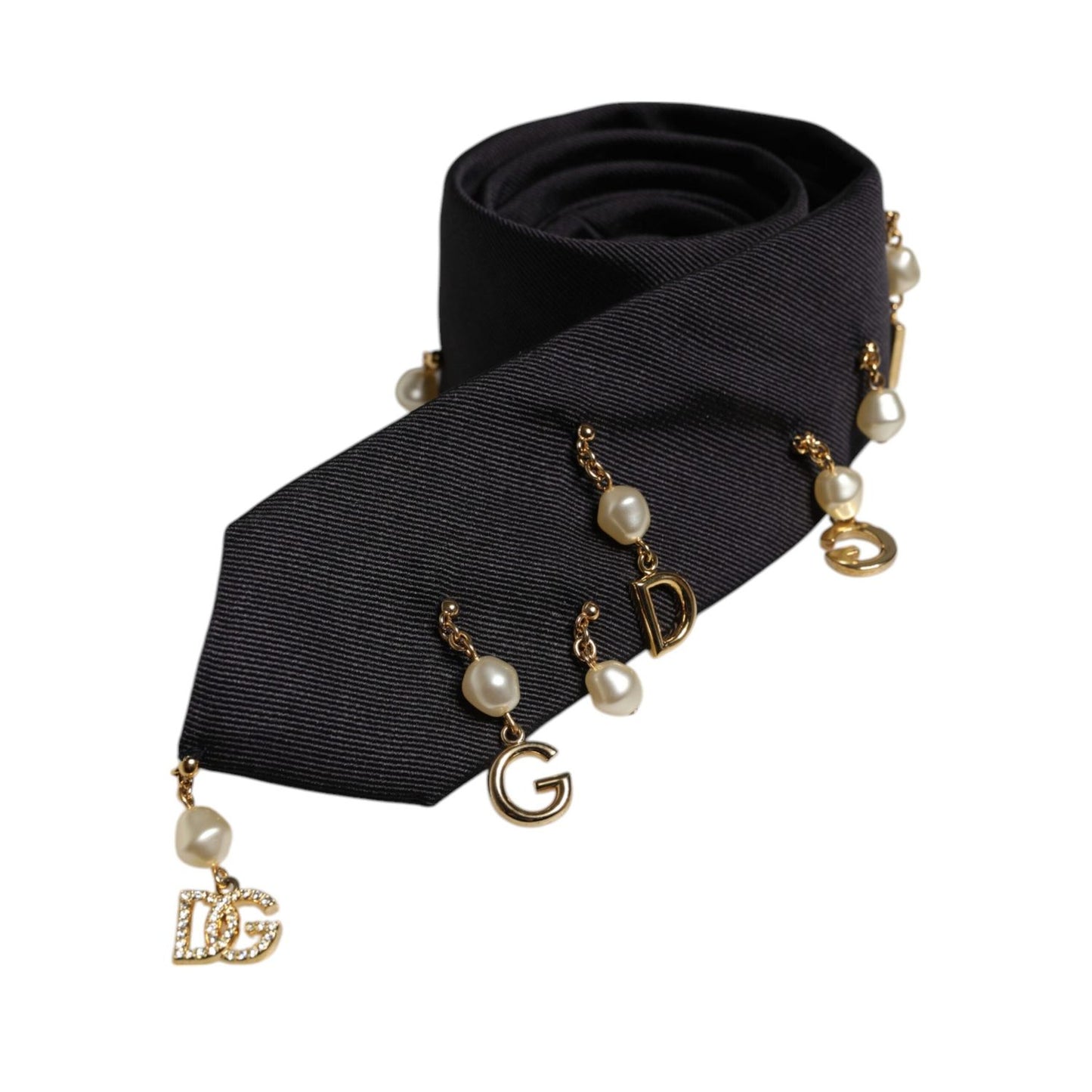 Dolce & Gabbana Black Logo Embellished Adjustable Necktie Tie KRA3439