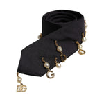Dolce & Gabbana Black Logo Embellished Adjustable Necktie Tie KRA3439