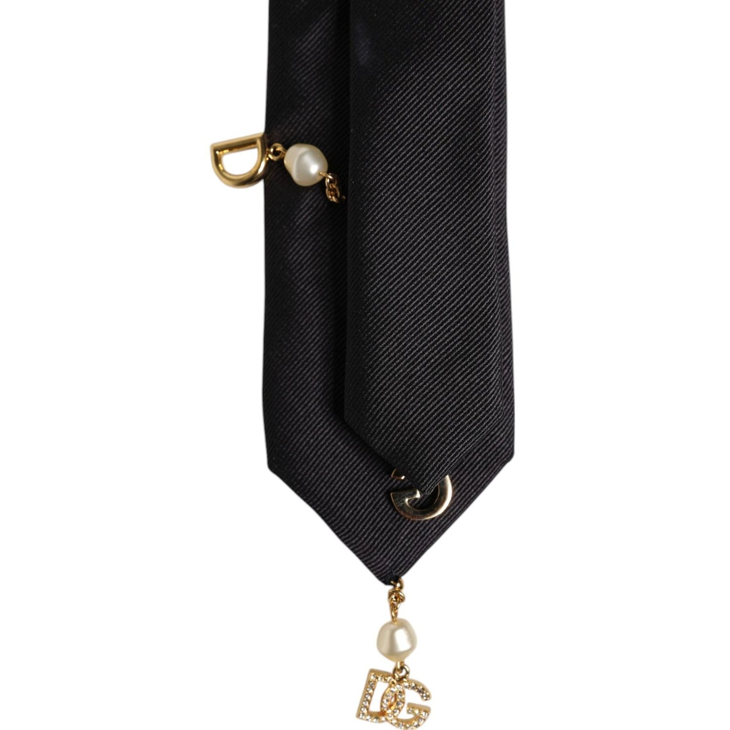 Dolce & Gabbana Black Logo Embellished Adjustable Necktie Tie KRA3439