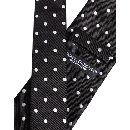 Dolce & Gabbana Black Polka Dots Silk Adjustable Necktie Tie
