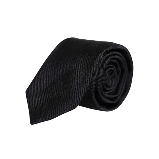 Dolce & Gabbana Black Solid Silk Adjustable Necktie Tie KRA3469