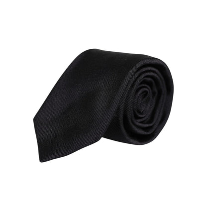 Dolce & Gabbana Black Solid Silk Adjustable Necktie Tie