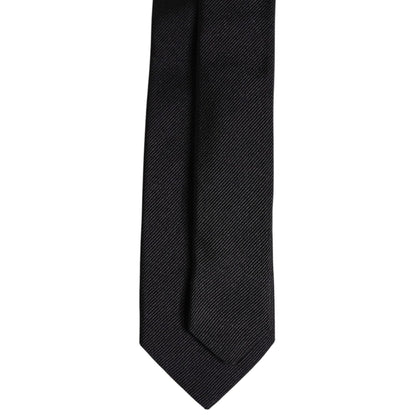 Dolce & Gabbana Black Solid Silk Adjustable Necktie Tie