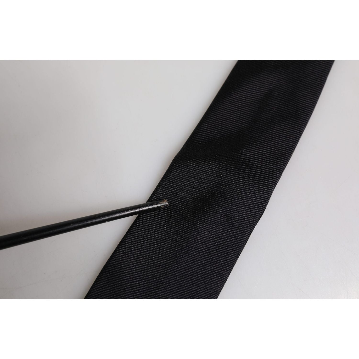 Dolce & Gabbana Black Solid Silk Adjustable Necktie Tie