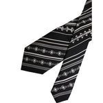 Dolce & Gabbana Black White Stripes Silk Adjustable Necktie Tie KRA3473