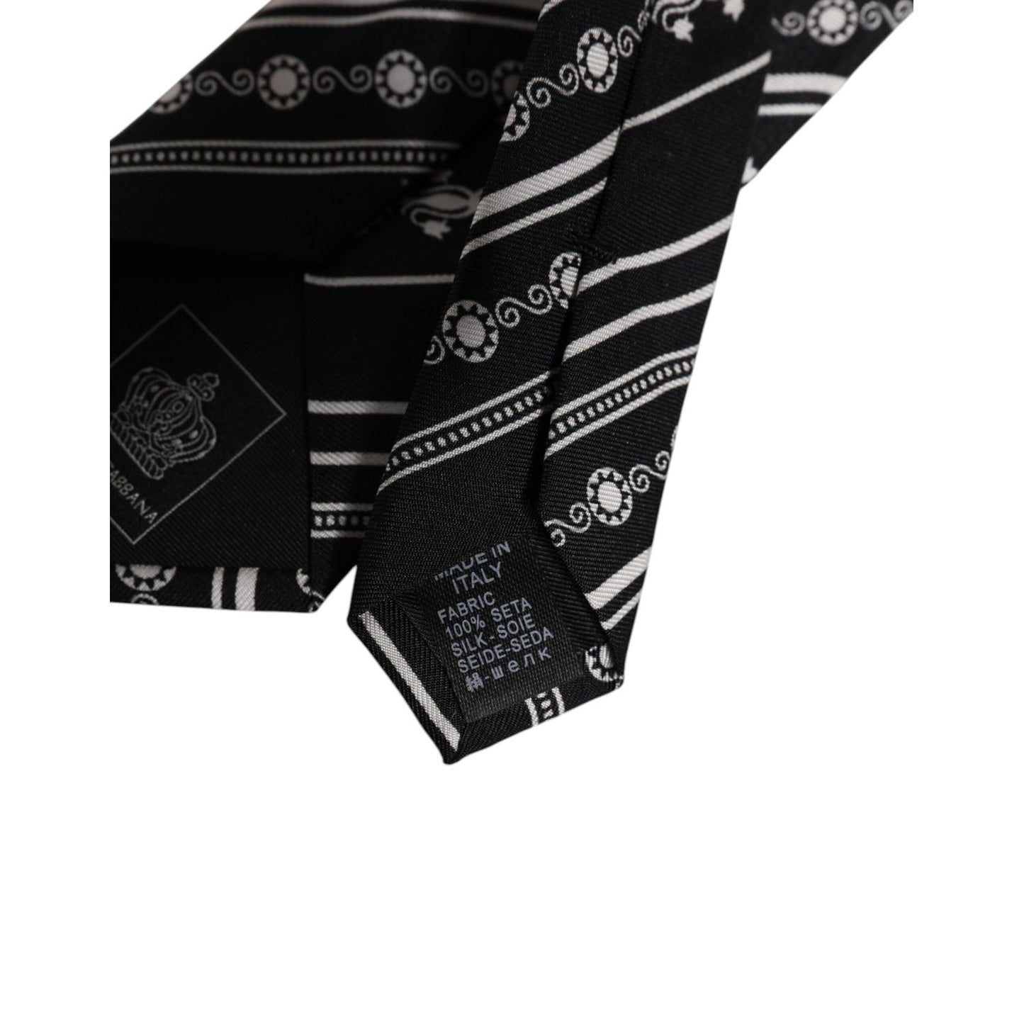 Dolce & Gabbana Black White Stripes Silk Adjustable Necktie Tie KRA3473
