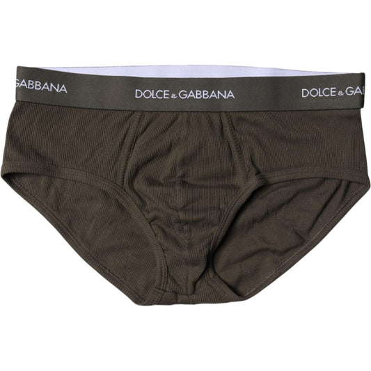 Dolce & Gabbana Gray Cotton Men Mid Slip Brief Underwear BIK1940-6