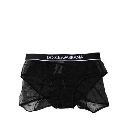 Dolce & Gabbana Black Tulle Nylon Mid Waist Panty Underwear
