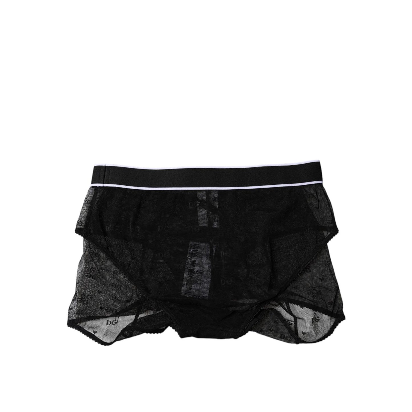 Dolce & Gabbana Black Tulle Nylon Mid Waist Panty Underwear